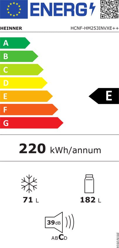 Heinner HCNF-HM253INVXE++ Koel-vriescombinatie 253 L – No Frost – Inverter Motor - afbeelding 2