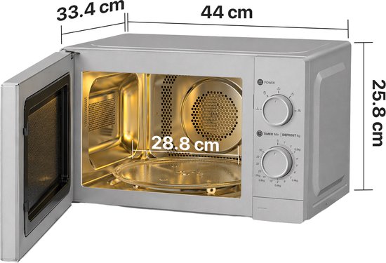 Heinner HMW-MD20MSL Solo Magnetron Vrijstaand 20 Liter - 700W met 5 Vermogenssta - afbeelding 3