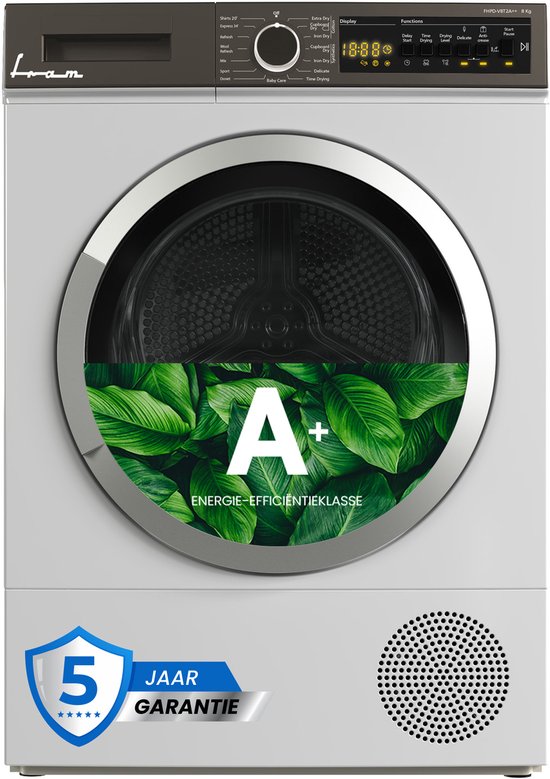 Fram FHPD-V8T2A++ Warmtepompdroger - 8 kg - Wasdroger - 15 Programma's - LED dis - afbeelding 1