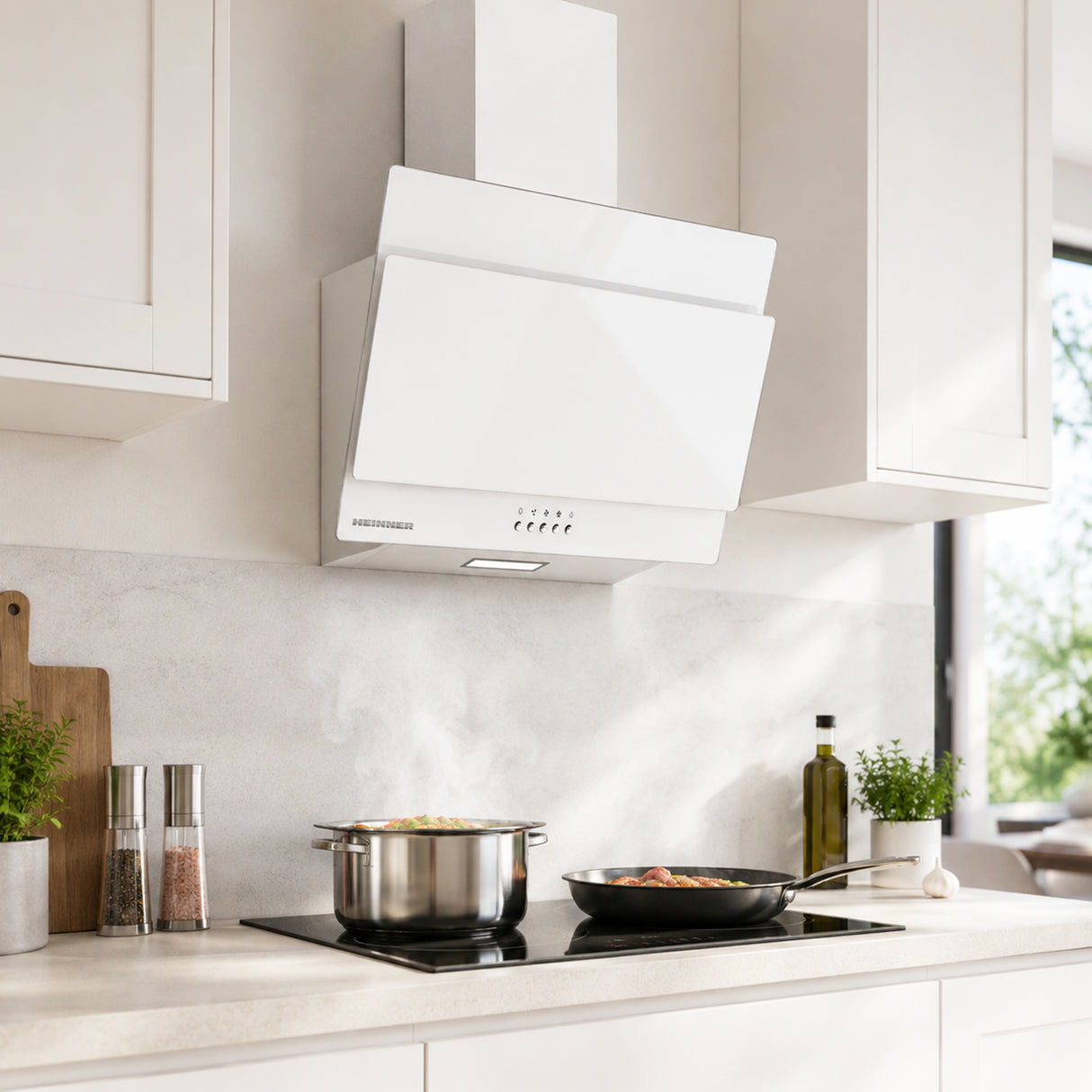 Hotte inclinée Heinner DCH-350RGWH – 60 cm – 3 vitesses – bouton poussoir