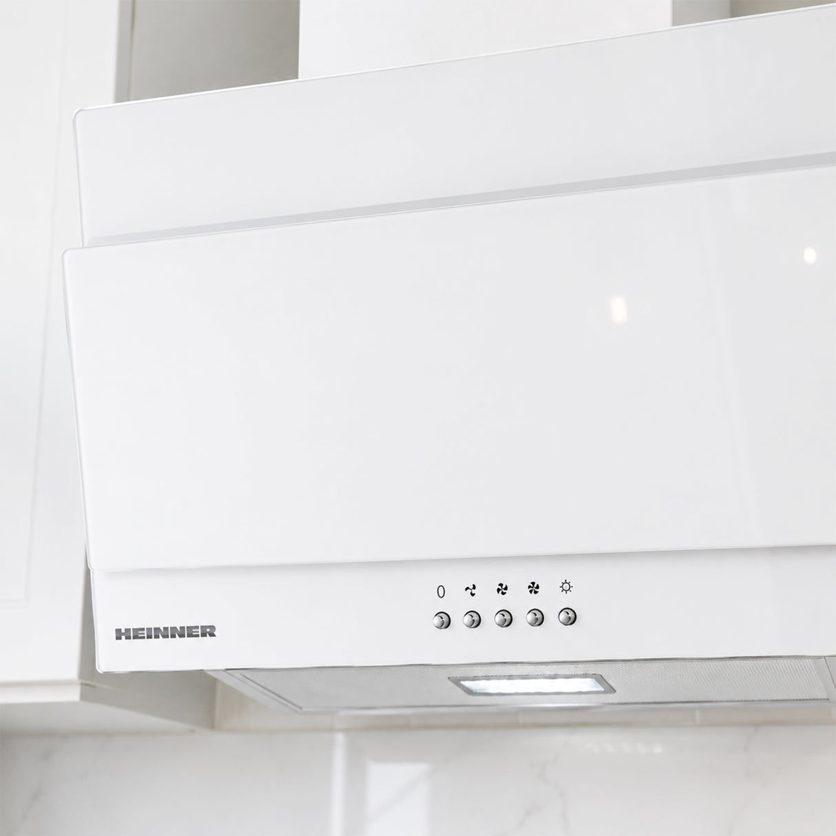 Hotte inclinée Heinner DCH-350RGWH – 60 cm – 3 vitesses – bouton poussoir