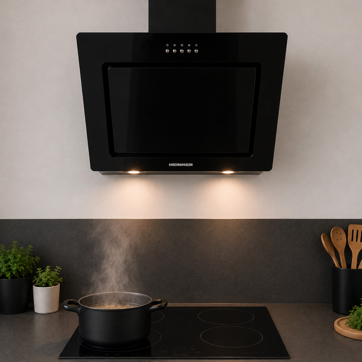 Hotte inclinée Heinner DCH-650RGBK – 60 cm – 3 vitesses – noir
