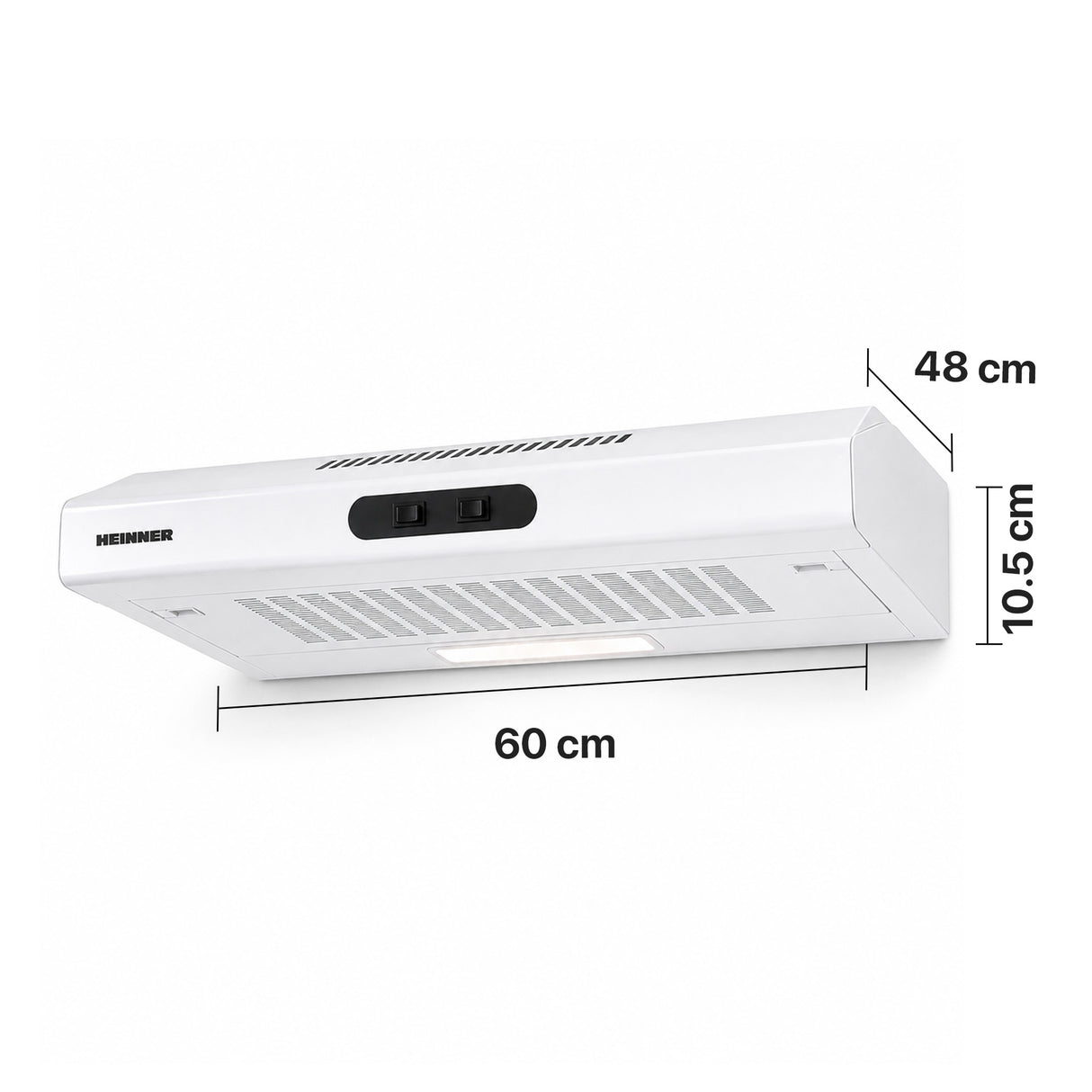 Hotte encastrable Heinner CH-MD200WH – 60 cm – 2 vitesses – blanc