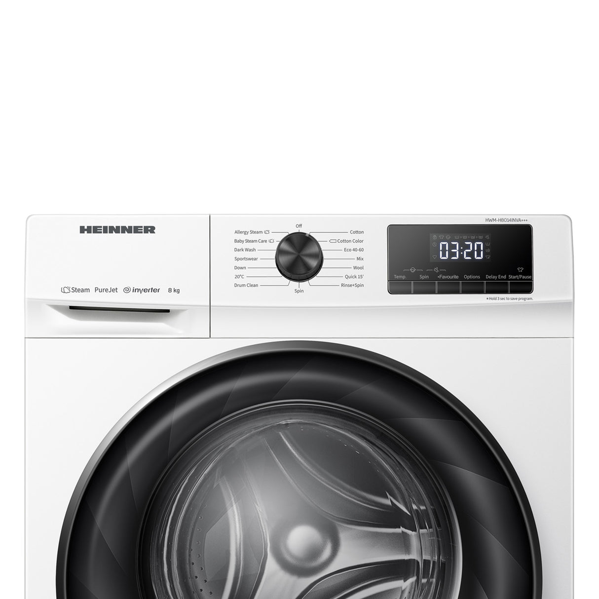 Machine à laver Heinner HWM-H8014INVA – 8 kg – 1400 tours/min – classe énergétique A