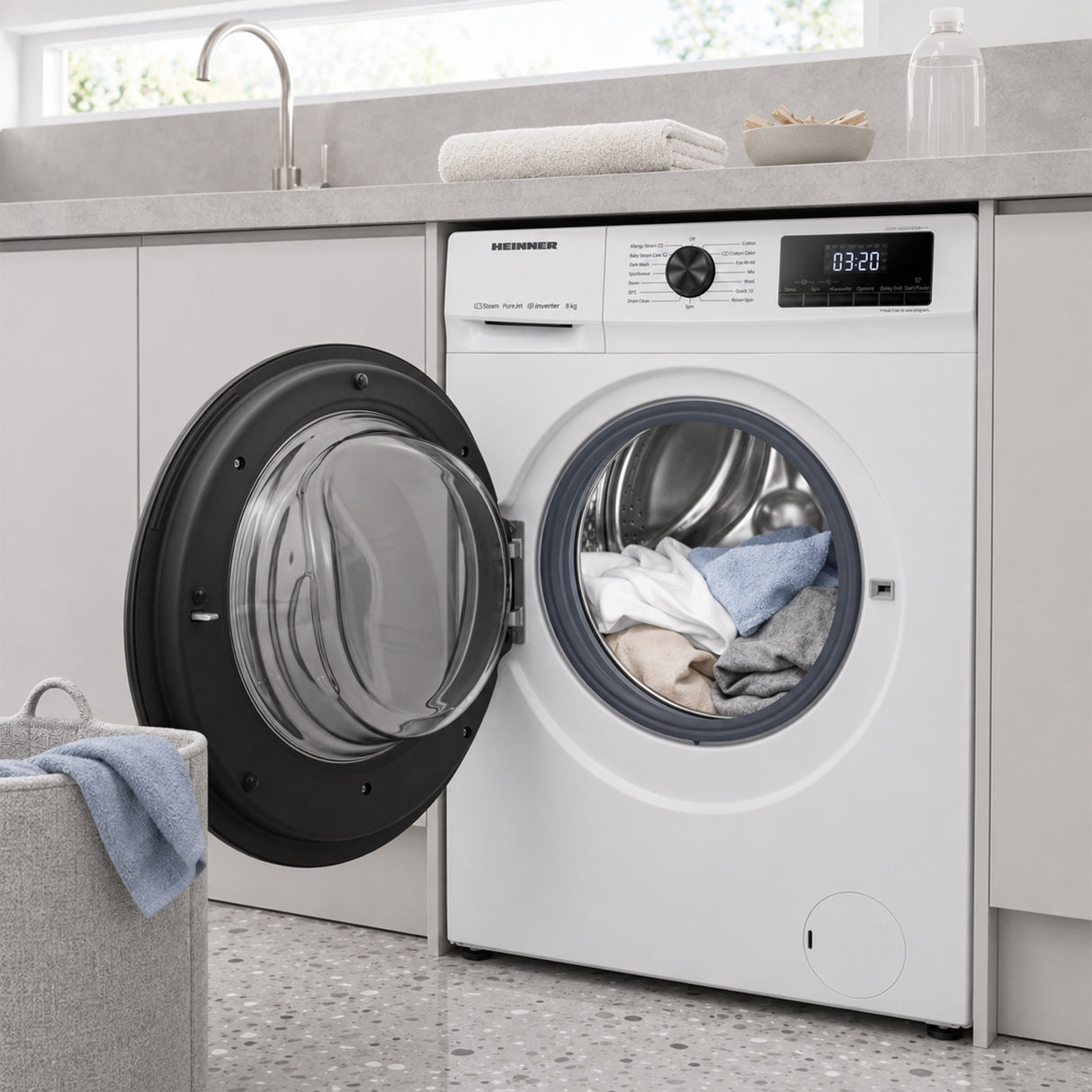 Machine à laver Heinner HWM-H8014INVA – 8 kg – 1400 tours/min – classe énergétique A