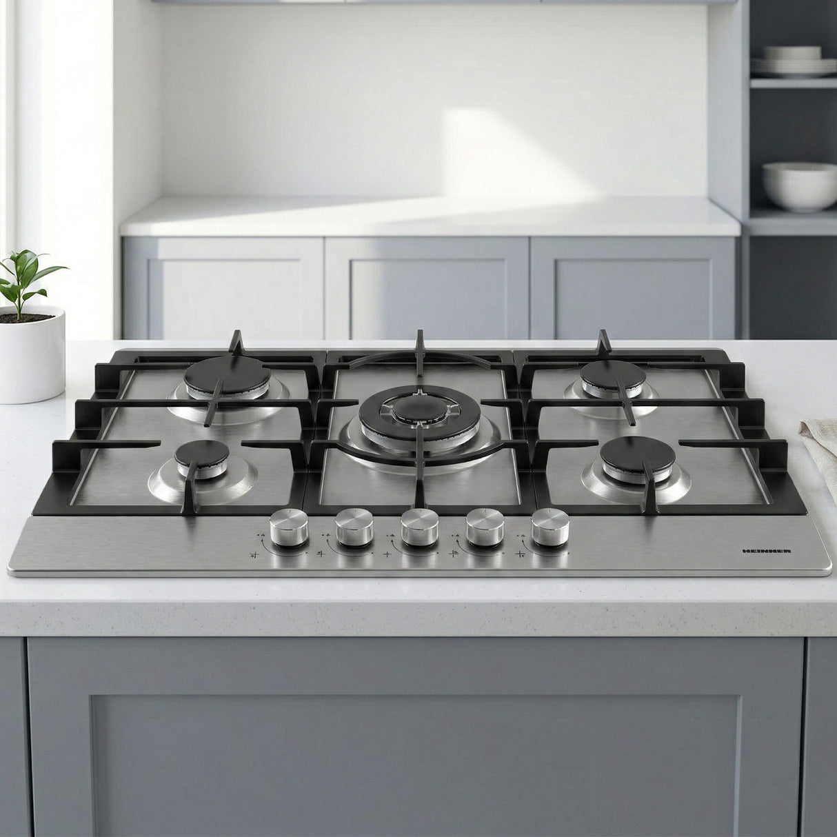 Heinner HBH-M705IWFIX Gaskookplaat 59 cm – 4 Branders – Wokbrander – Gietijzer