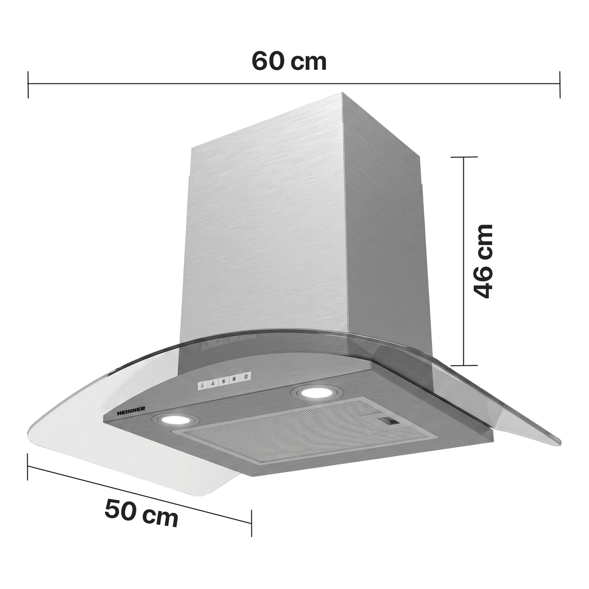 Hotte Heinner HDCH-MD800GIX – 60 cm – inox – Éclairage LED – 3 vitesses