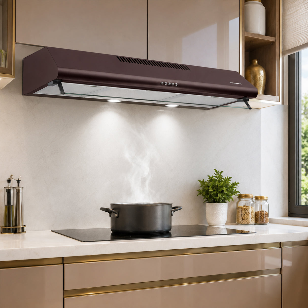 Hotte Heinner HCH-490-BRW – cheminée murale – 90 cm – inox – Éclairage LED – 3 vitesses