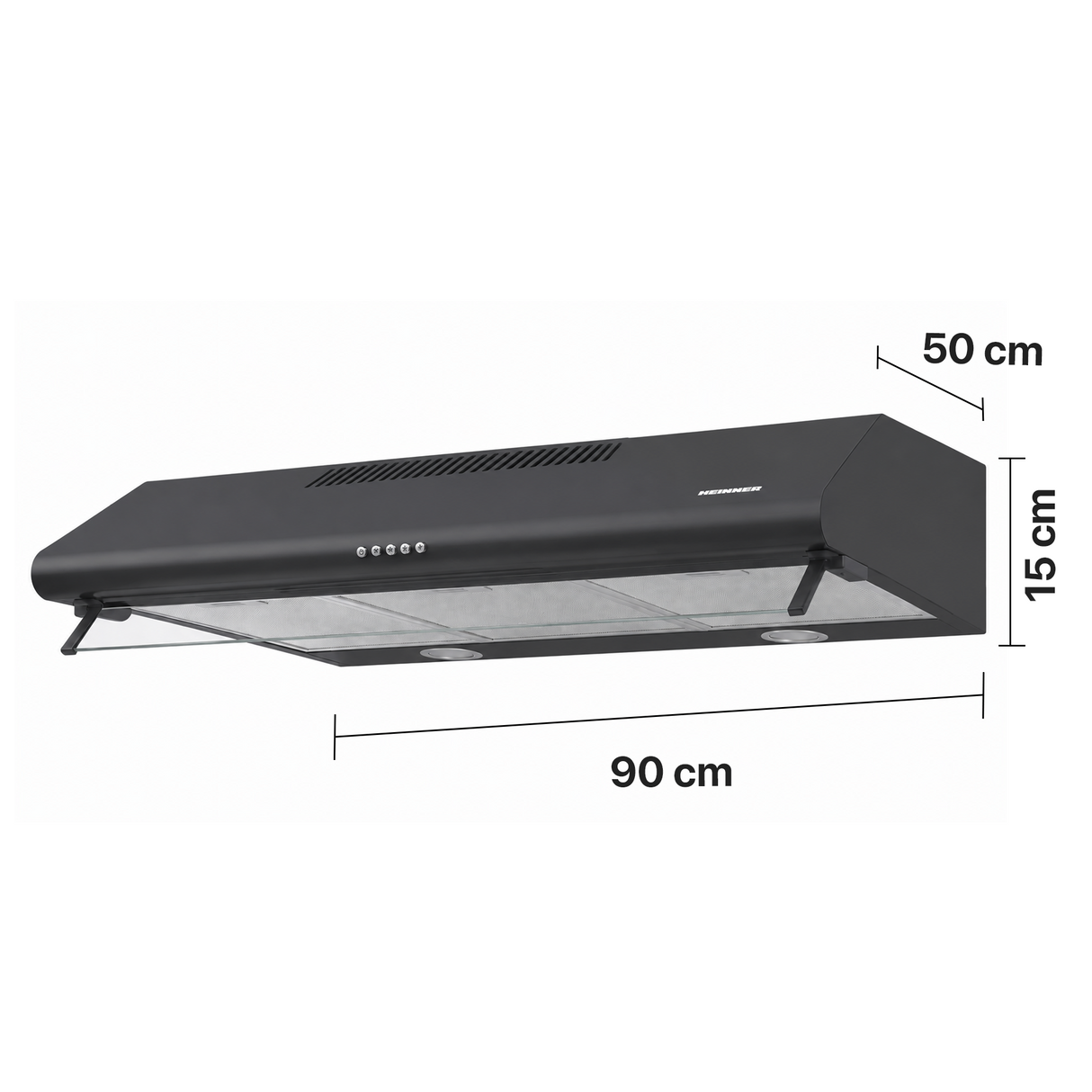 Hotte Heinner HCH-490BK – cheminée murale – 90 cm – 3 vitesses – noir