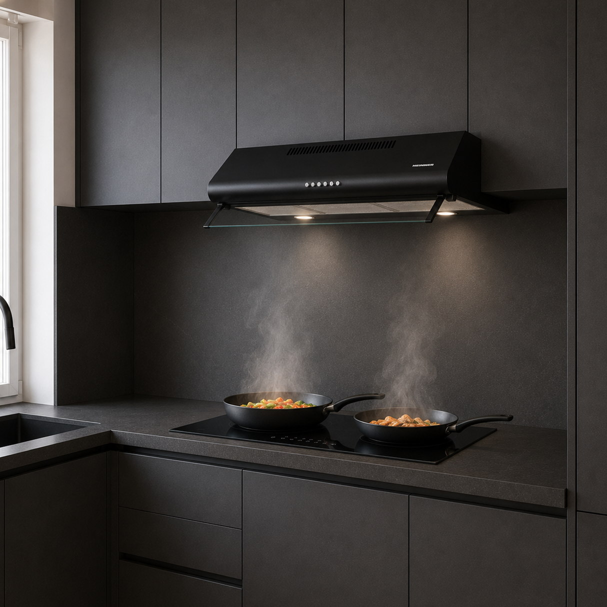 Hotte Heinner HCH-490BK – cheminée murale – 90 cm – 3 vitesses – noir