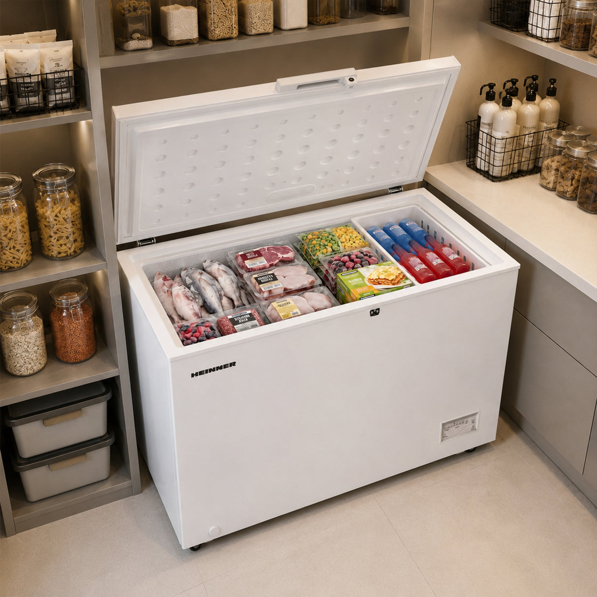 Congélateur coffre Heinner HCF-246CNHE++ – 246 litres – convertible – compresseur inverter
