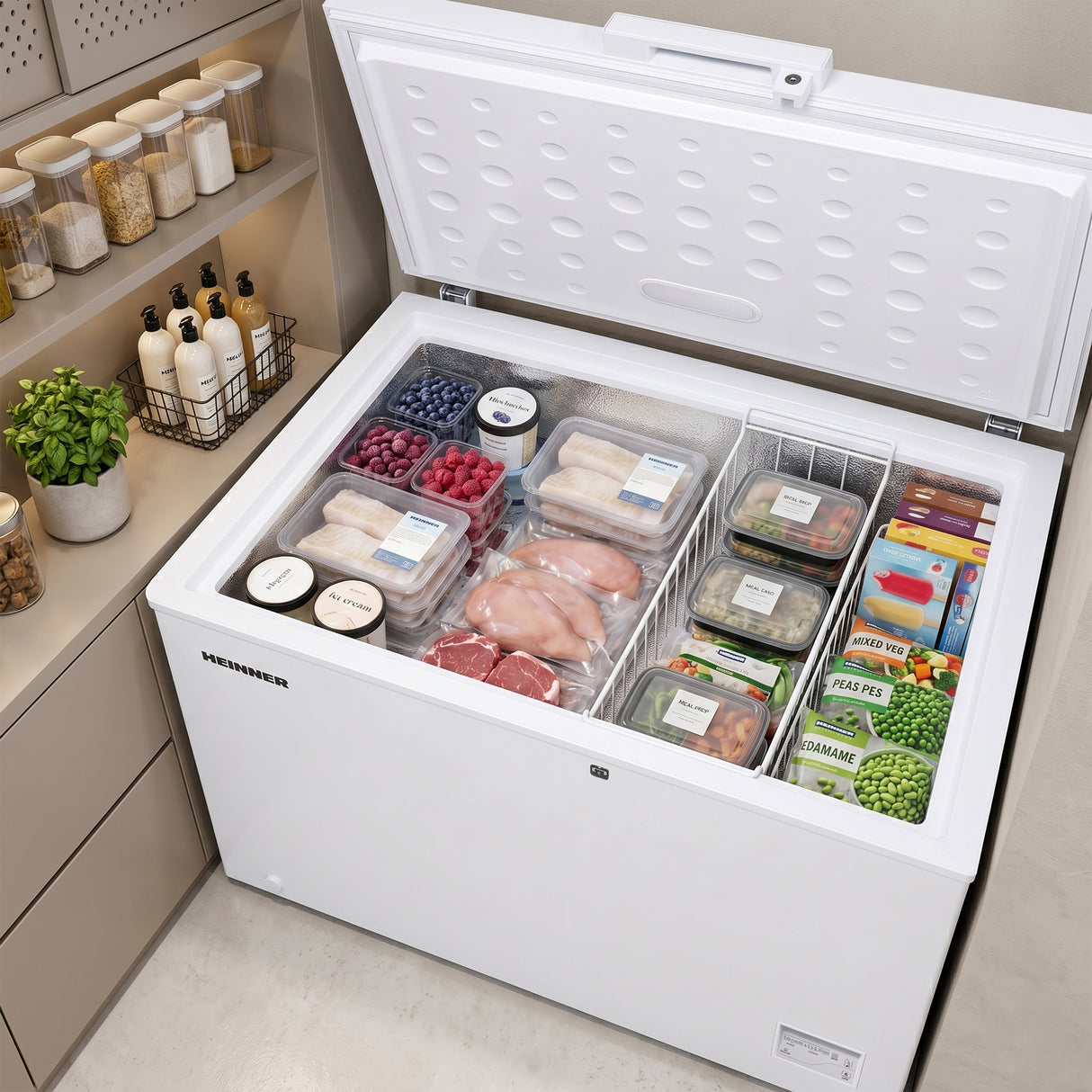 Congélateur coffre Heinner HCF-246CNHE++ – 246 litres – convertible – compresseur inverter