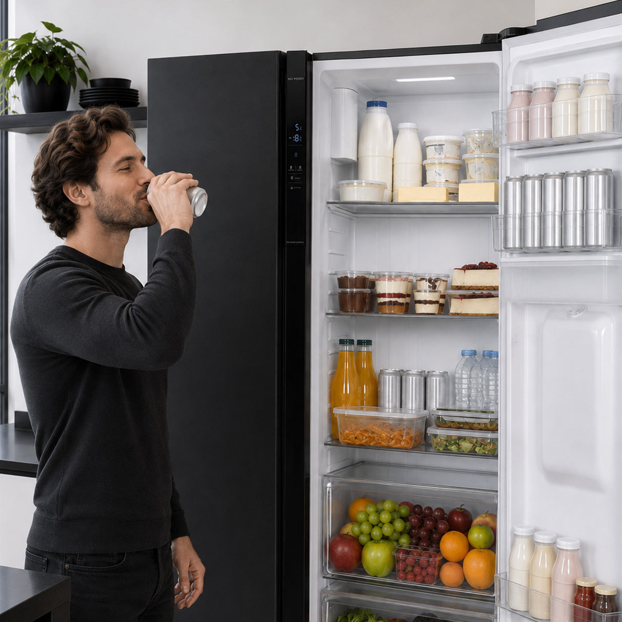 Frigo américain Heinner HSBS-H439NFBKWDE++ – 439L – Distributeur d’eau