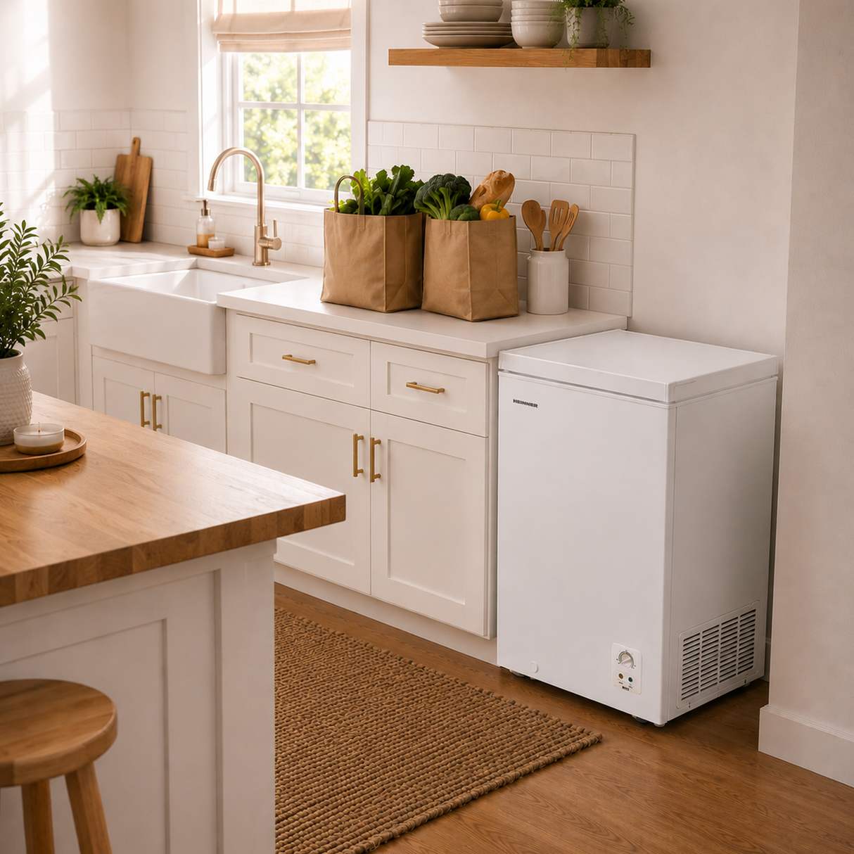 Congélateur coffre Heinner HCF-HS142E – 142 litres – fonction congélation rapide – classe énergétique E
