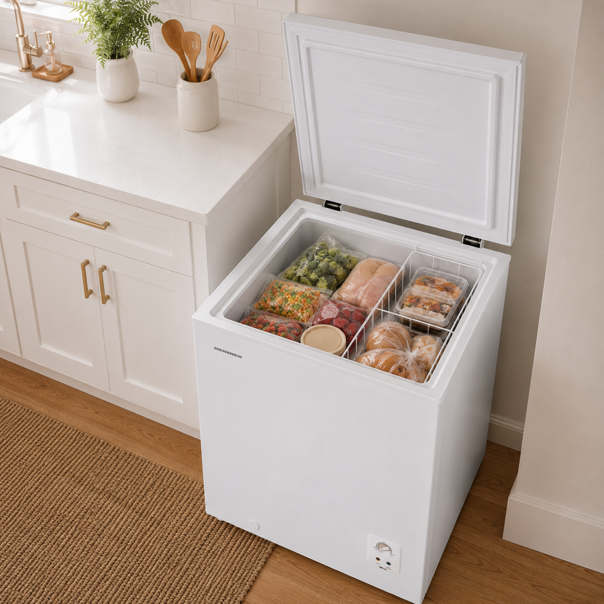 Congélateur coffre Heinner HCF-HS142E – 142 litres – fonction congélation rapide – classe énergétique E