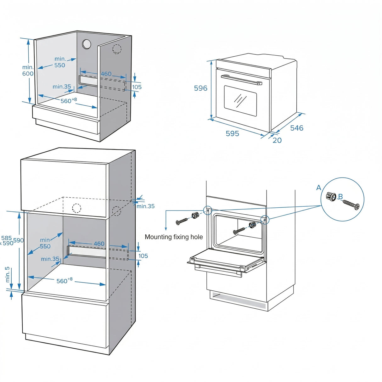 Heinner HBO-M7214GCDRC-GBK Inbouw Oven 72 L – Hetelucht – Grill – AirFry