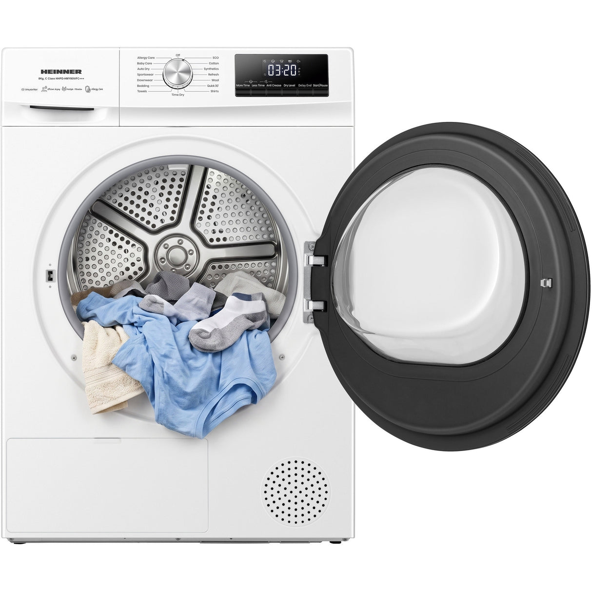 Sèche-linge à pompe à chaleur Heinner HHPD-HMY80IVFC – 8 kg – Inverter – classe énergétique C