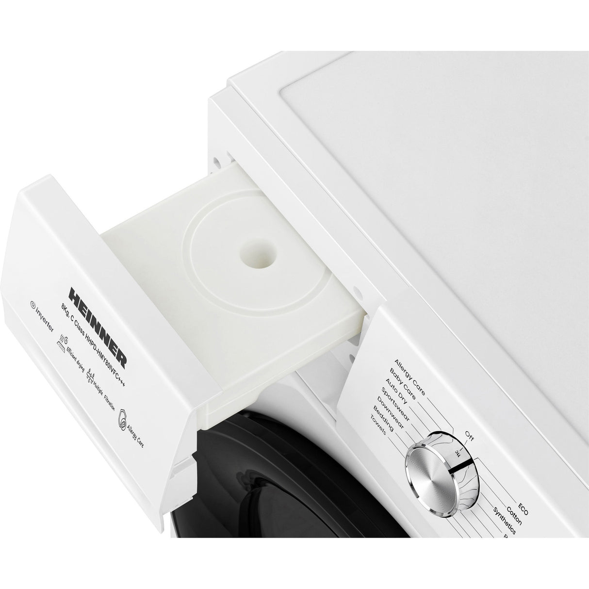 Sèche-linge à pompe à chaleur Heinner HHPD-HMY80IVFC – 8 kg – Inverter – classe énergétique C