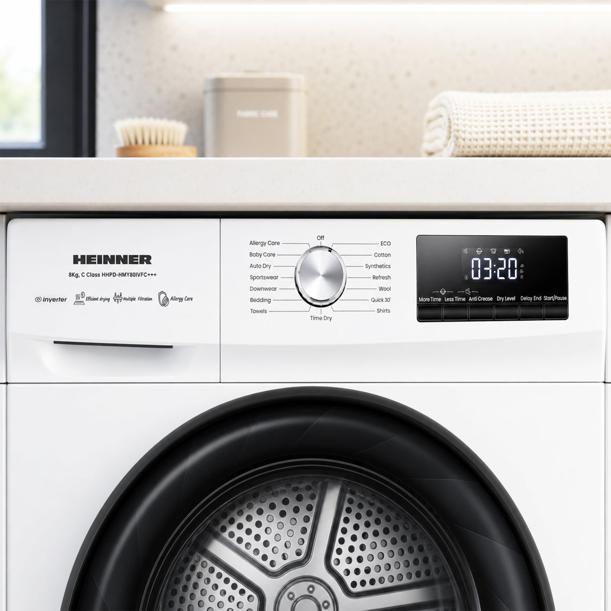 Sèche-linge à pompe à chaleur Heinner HHPD-HMY80IVFC – 8 kg – Inverter – classe énergétique C