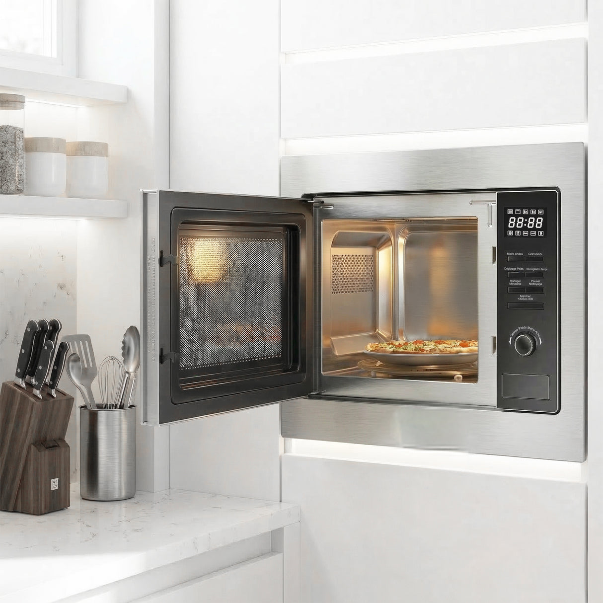 Micro-ondes Heinner HMW-MDBI25GDIX – encastrable – 25 L – gril – numérique – inox