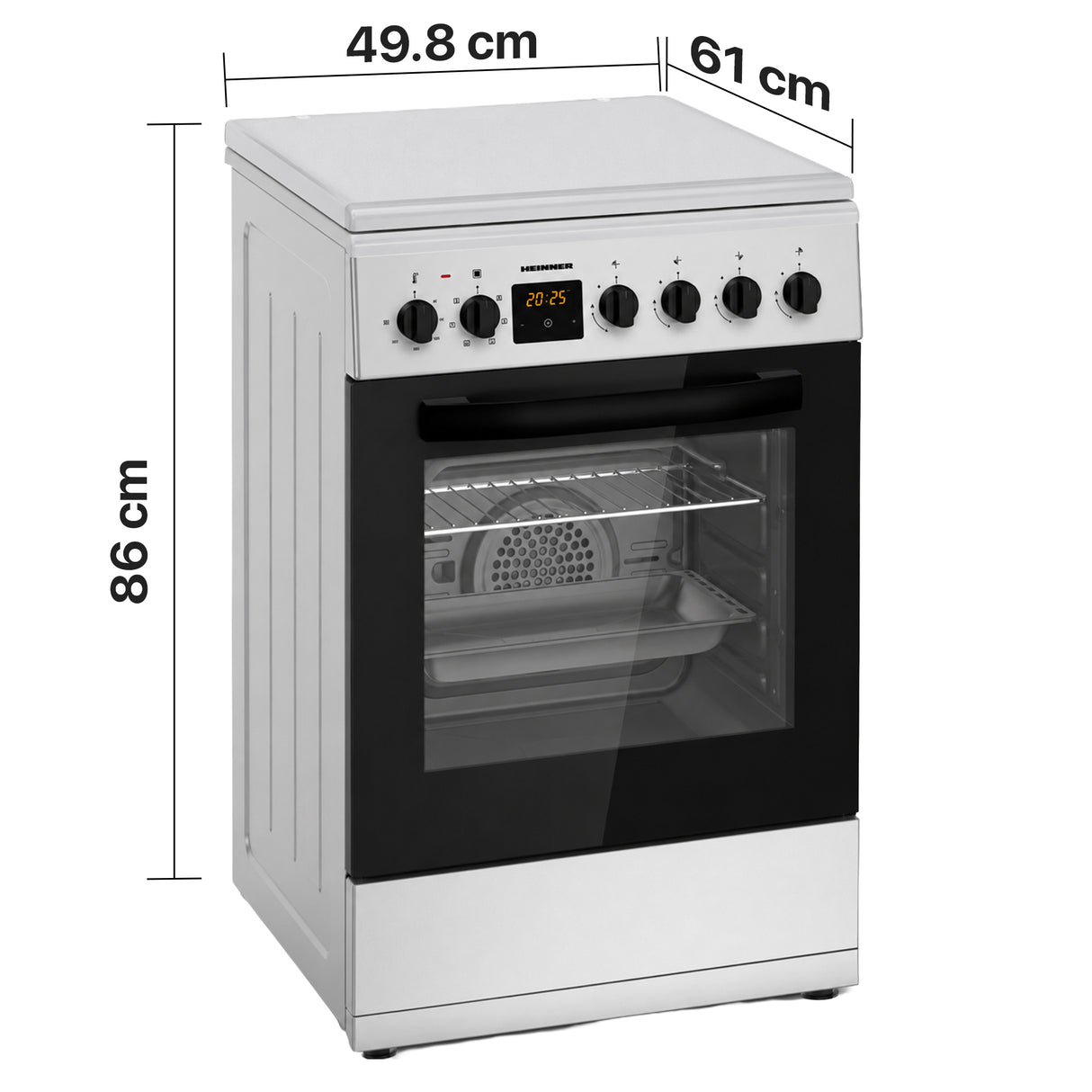 Cuisinière à gaz Heinner HFSC-S65MIXFD-SL – 4 brûleurs – four électrique avec gril