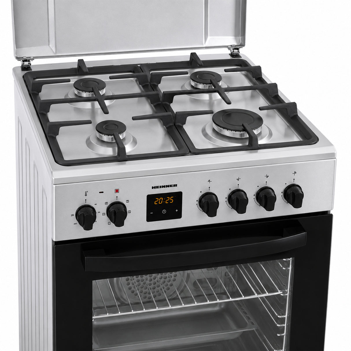 Cuisinière à gaz Heinner HFSC-S65MIXFD-SL – 4 brûleurs – four électrique avec gril