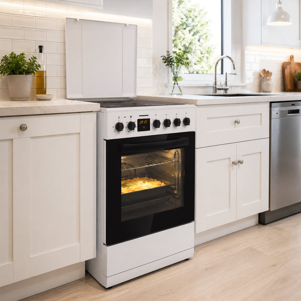 Cuisinière à gaz Heinner HFSC-S65MIXFD-SL – 4 brûleurs – four électrique avec gril