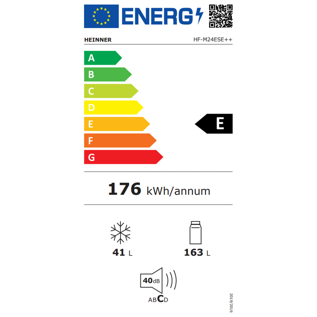Heinner HF-M24ESE++ Koel-vriescombinatie 204 L