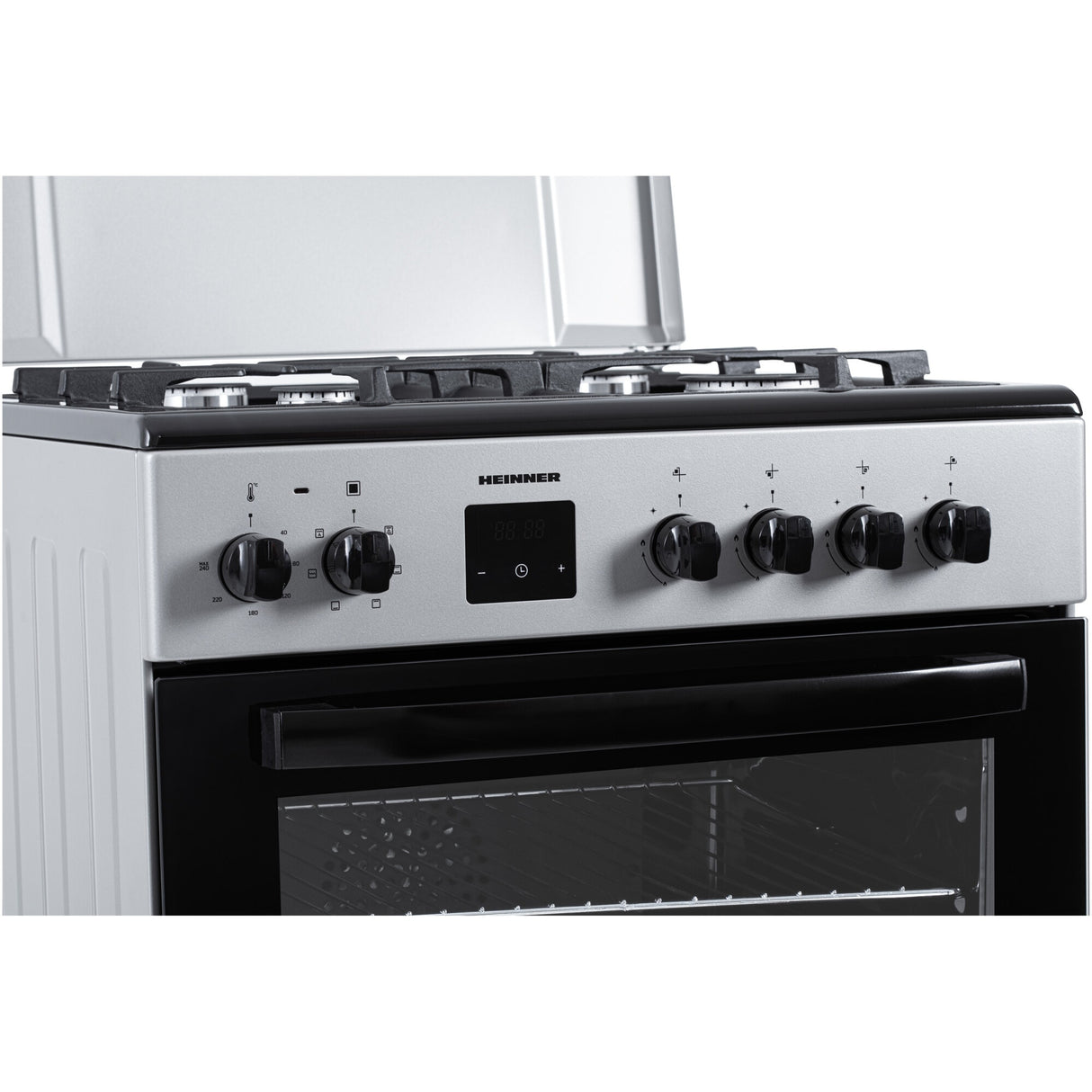 Cuisinière à gaz Heinner HFSC-S66FDC-BIX – 4 Brûleurs – Four 6 Fonctions – Gril