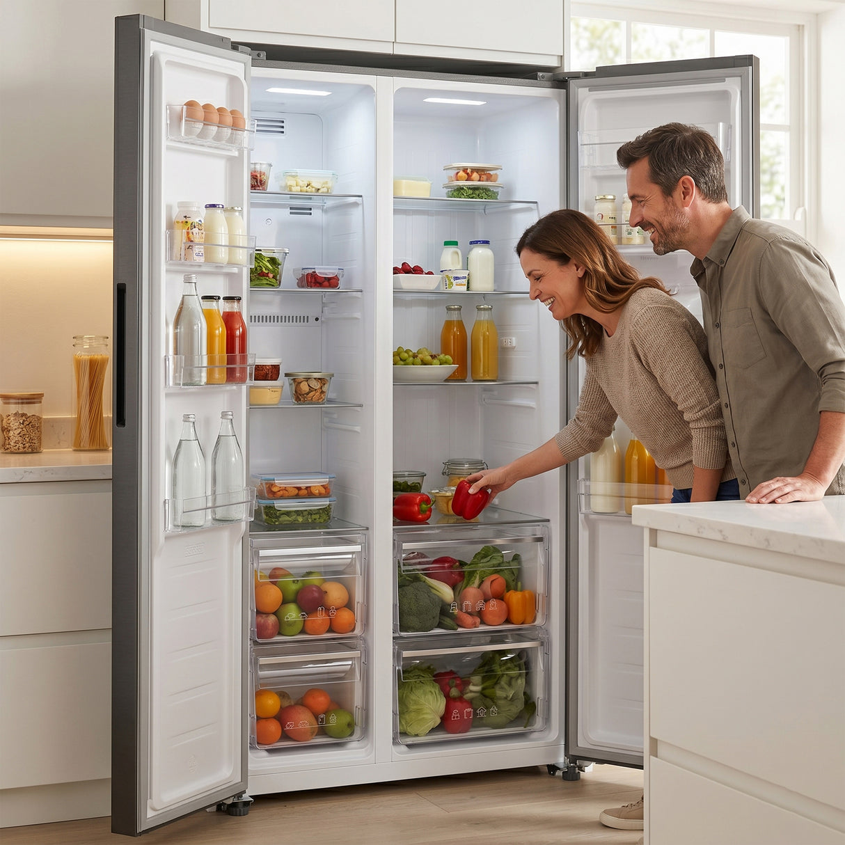 Heinner HSBS-HM439NFINVXWDD Side-by-Side Koelkast 439L No Frost Waterdispenser Inverter Look