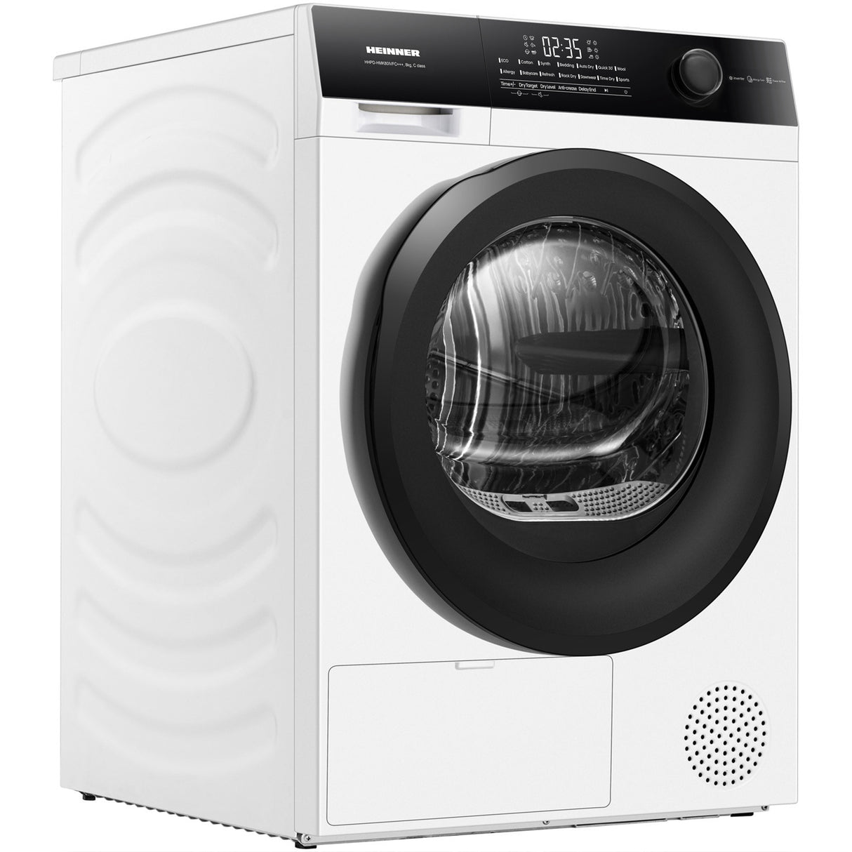 Sèche-linge à pompe à chaleur Heinner HHPD-HMK80IVFC – 8 kg – classe énergétique C – blanc