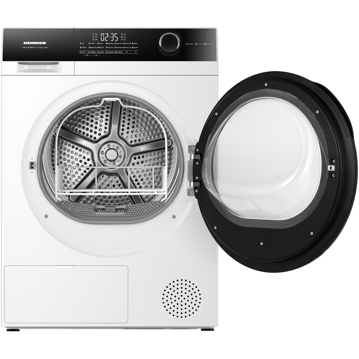 Sèche-linge à pompe à chaleur Heinner HHPD-HMK80IVFC – 8 kg – classe énergétique C – blanc