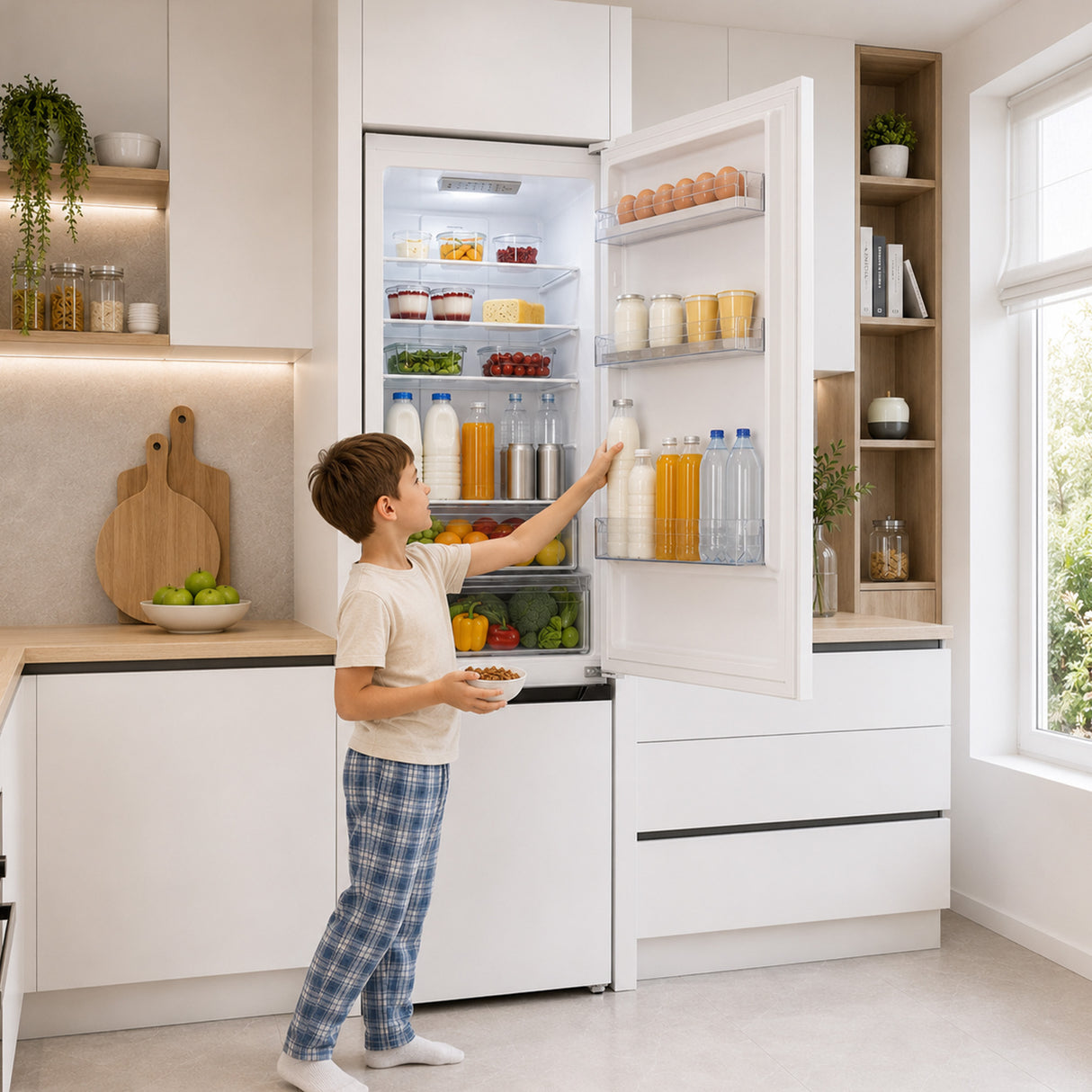 Frigo congélateur Heinner HCNF-HM326INVE – 326 L – No Frost – Super Freezing – porte réversible – blanc – classe énergétique E