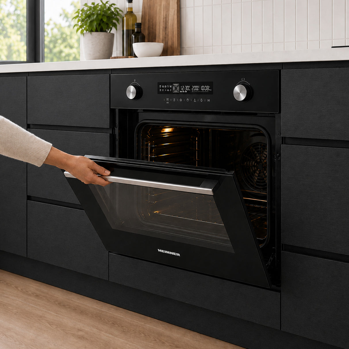 Four encastrable Heinner HBO-M7212GCDRP-GBK – 72 litres – 60 cm – verre noir