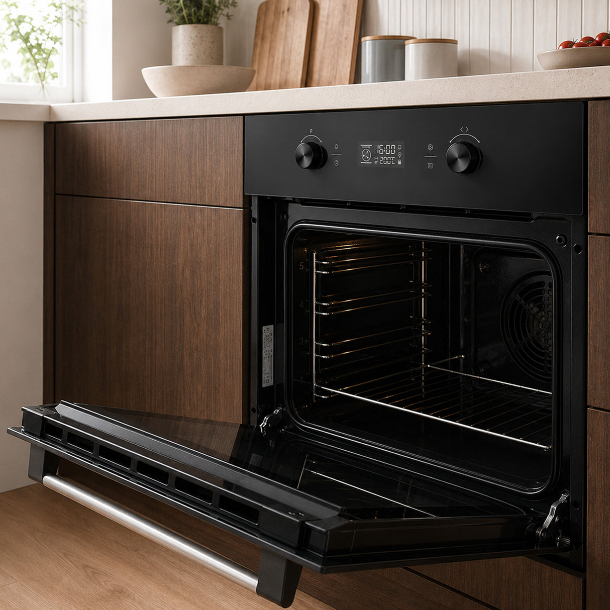 Four encastrable Heinner HBO-M7010GCDRP-GBK – 70 L – autonettoyage pyrolytique – chaleur tournante, gril, fermentation – écran tactile – classe énergétique A – verre noir – 5 ans de garantie