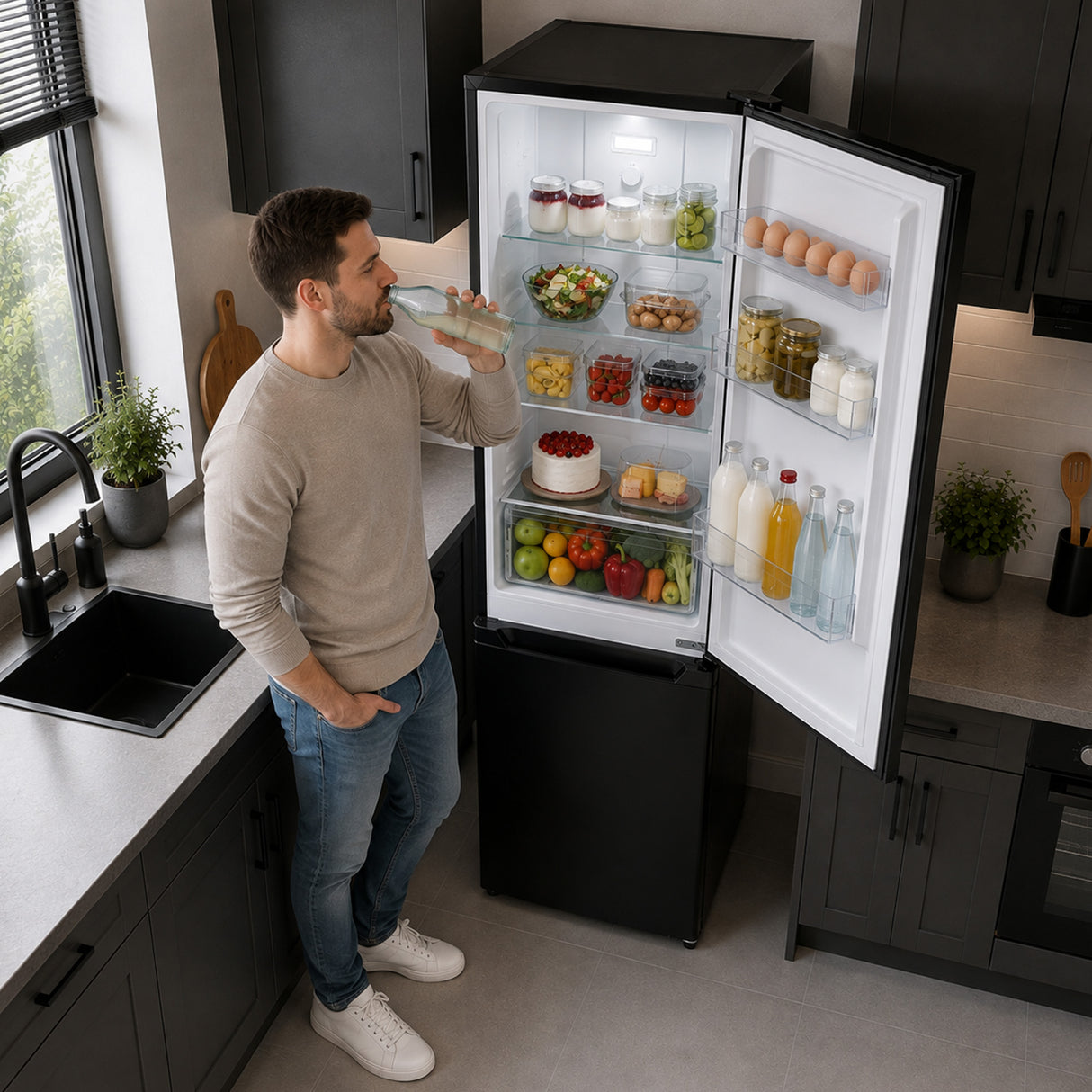 Frigo congélateur Heinner HCNF-HM253INVBKE – Full No Frost – compresseur inverter – Noir