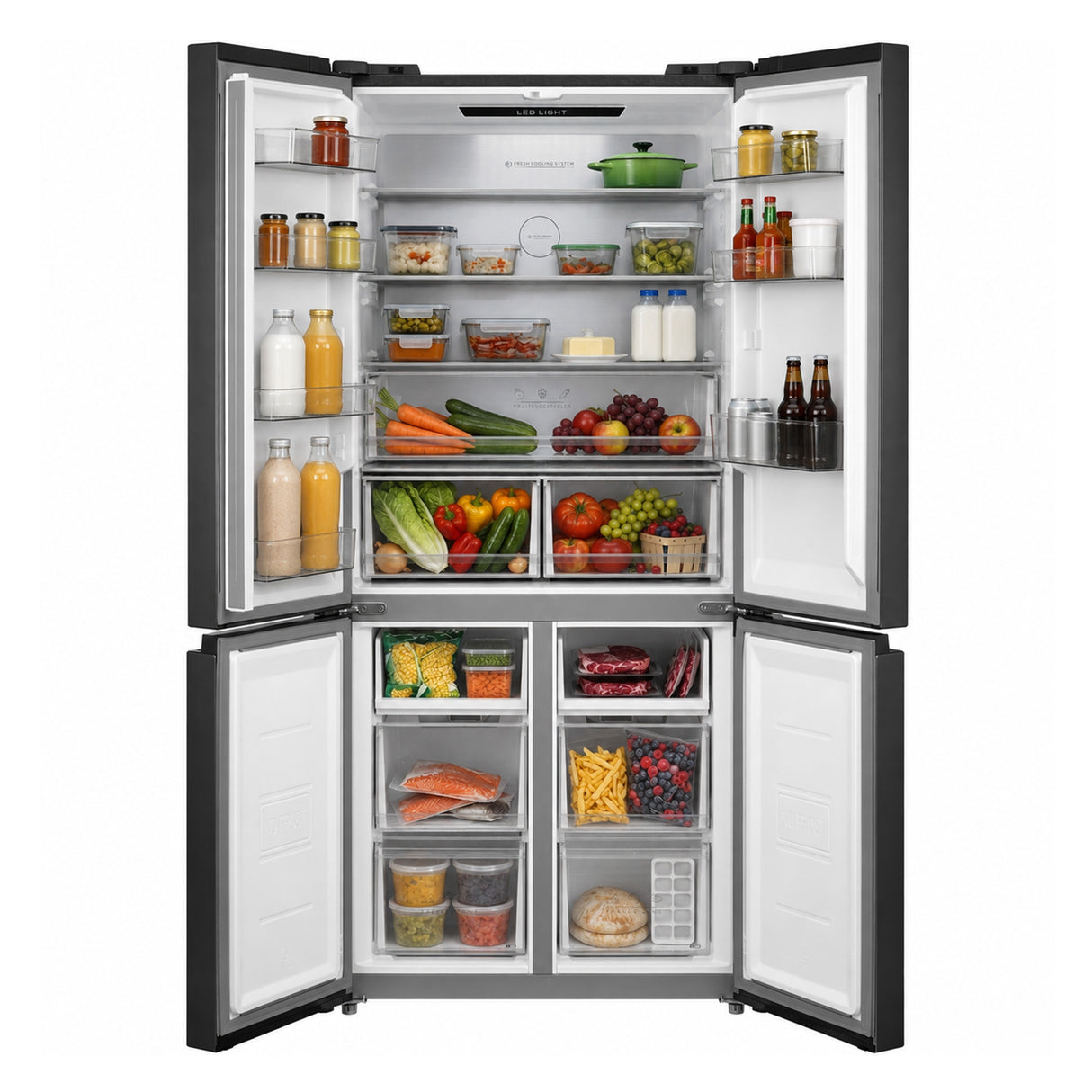 Frigo américain side-by-side Heinner HSBS-M515MDINVHGBKE – 515 L – No Frost – Inverter – verre noir