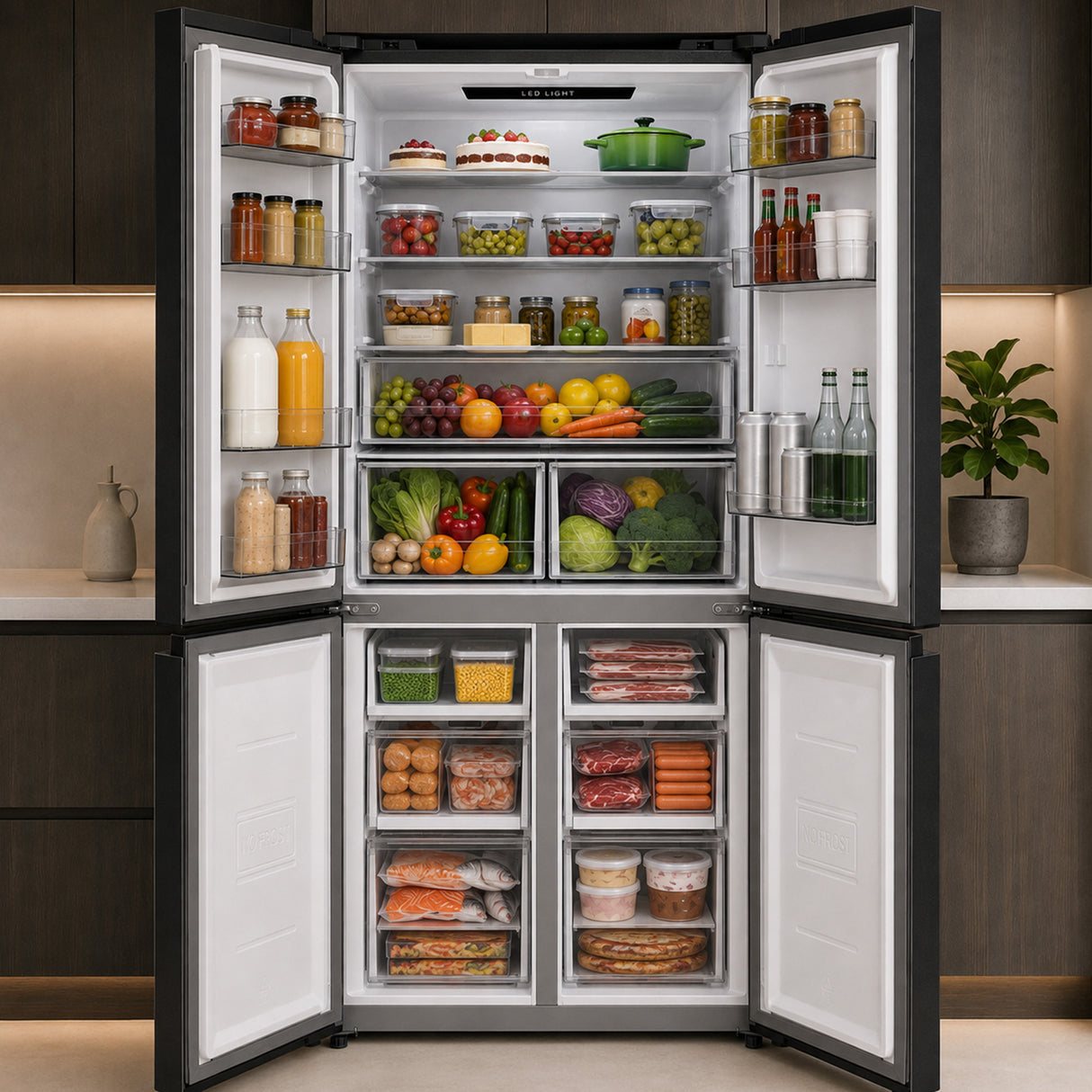 Frigo américain side-by-side Heinner HSBS-M515MDINVHGBKE – 515 L – No Frost – Inverter – verre noir