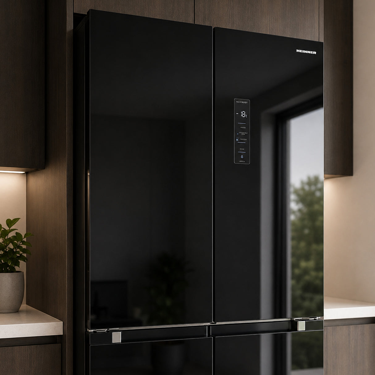 Frigo américain side-by-side Heinner HSBS-M515MDINVHGBKE – 515 L – No Frost – Inverter – verre noir