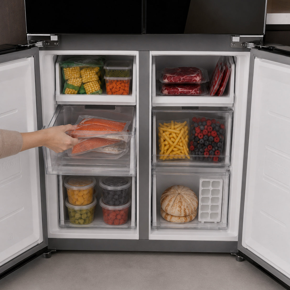 Frigo américain side-by-side Heinner HSBS-M515MDINVHGBKE – 515 L – No Frost – Inverter – verre noir