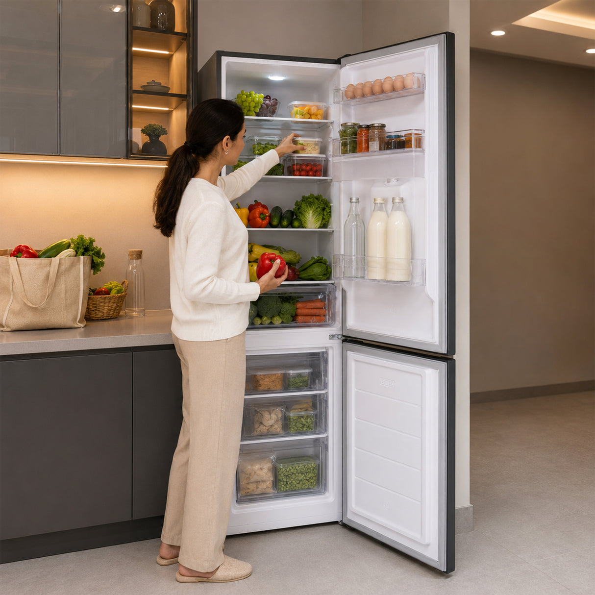 Frigo congélateur Heinner HC-HM260DGWDE – 260 litres – distributeur d’eau – classe énergétique E