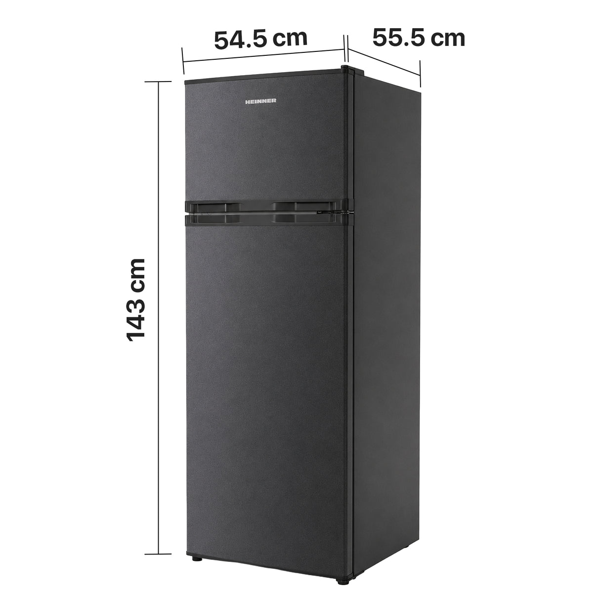 Frigo congélateur Heinner HF-H2206DGE++ – 206 L – Thermostat réglable – Éclairage LED – Porte réversible – Anthracite