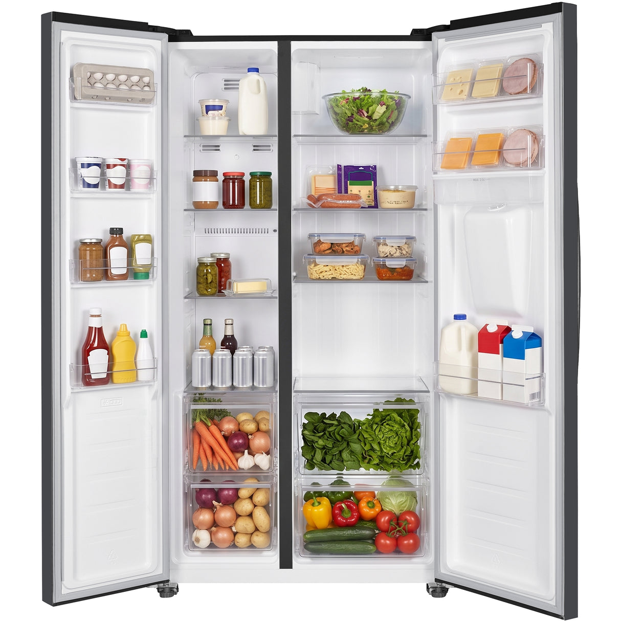 Frigo américain avec distributeur d’eau Heinner HSBS-HM439NFINVDGWDE++ – 439 L – No Frost – Anthracite