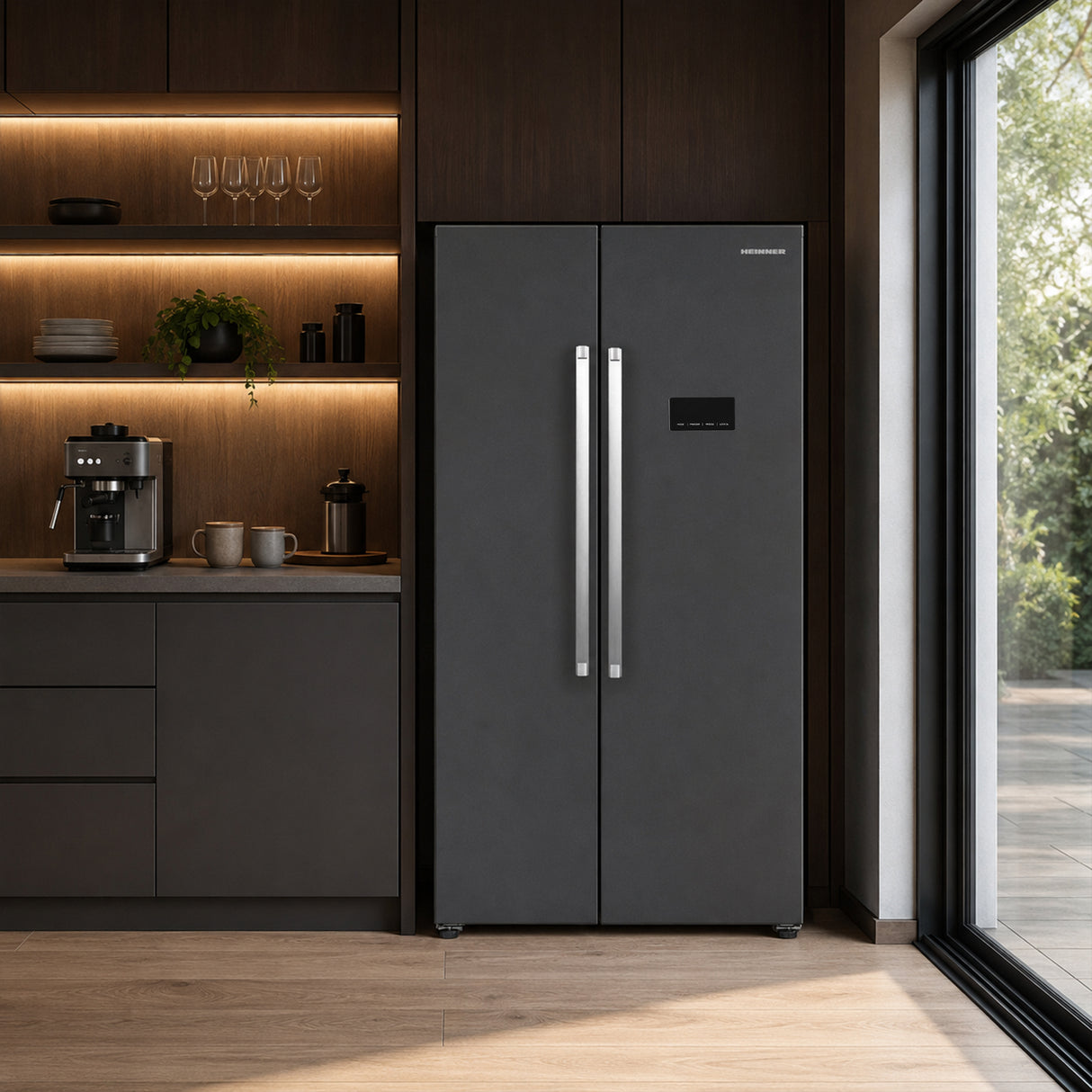 Frigo américain Heinner HSBS-HM442NFINVDGE++ – 442L – No Frost – Anthracite