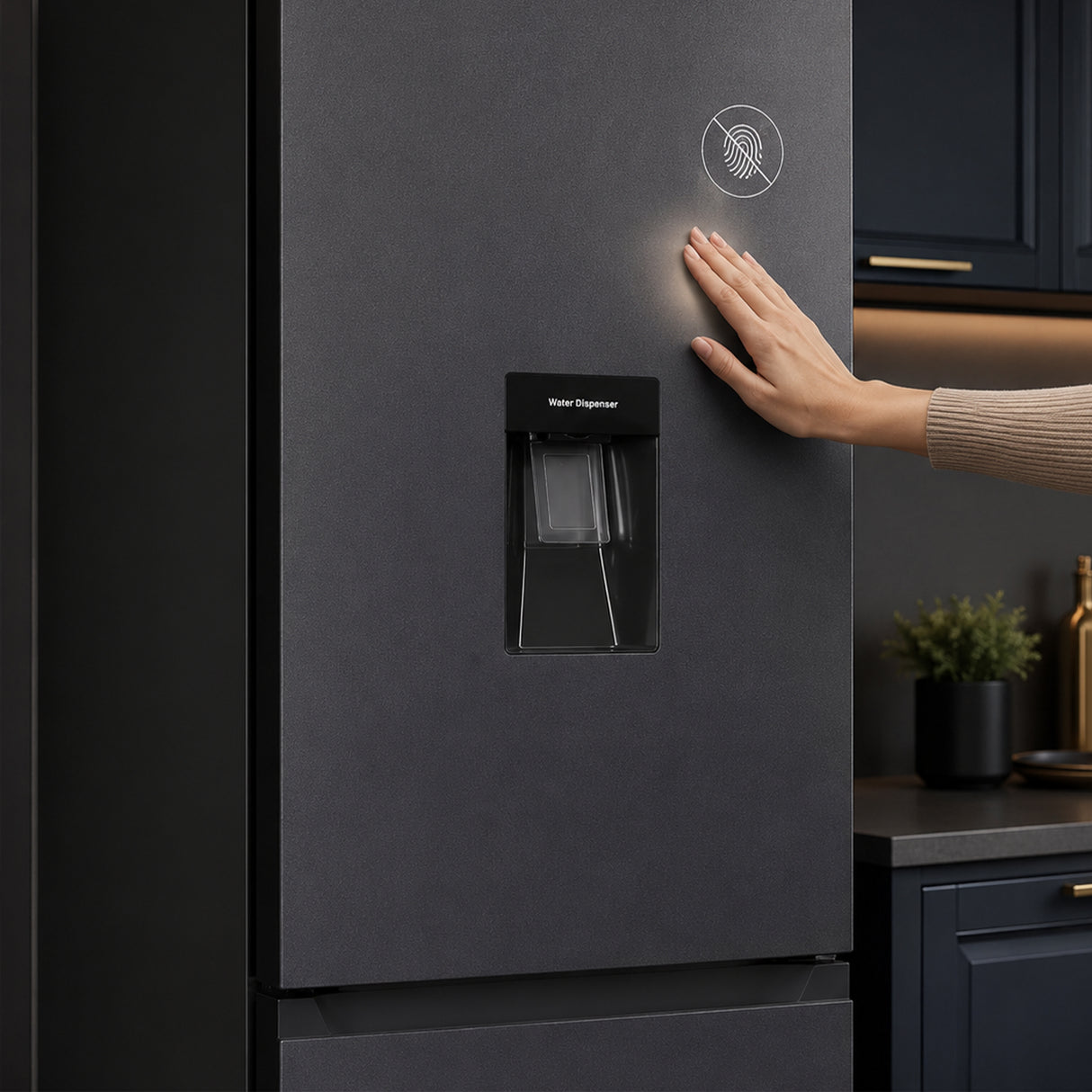 Frigo congélateur anthracite Heinner HCNF-HM291INVDGWDE++ – 291 L – No Frost avec Distributeur d’eau – Pose libre