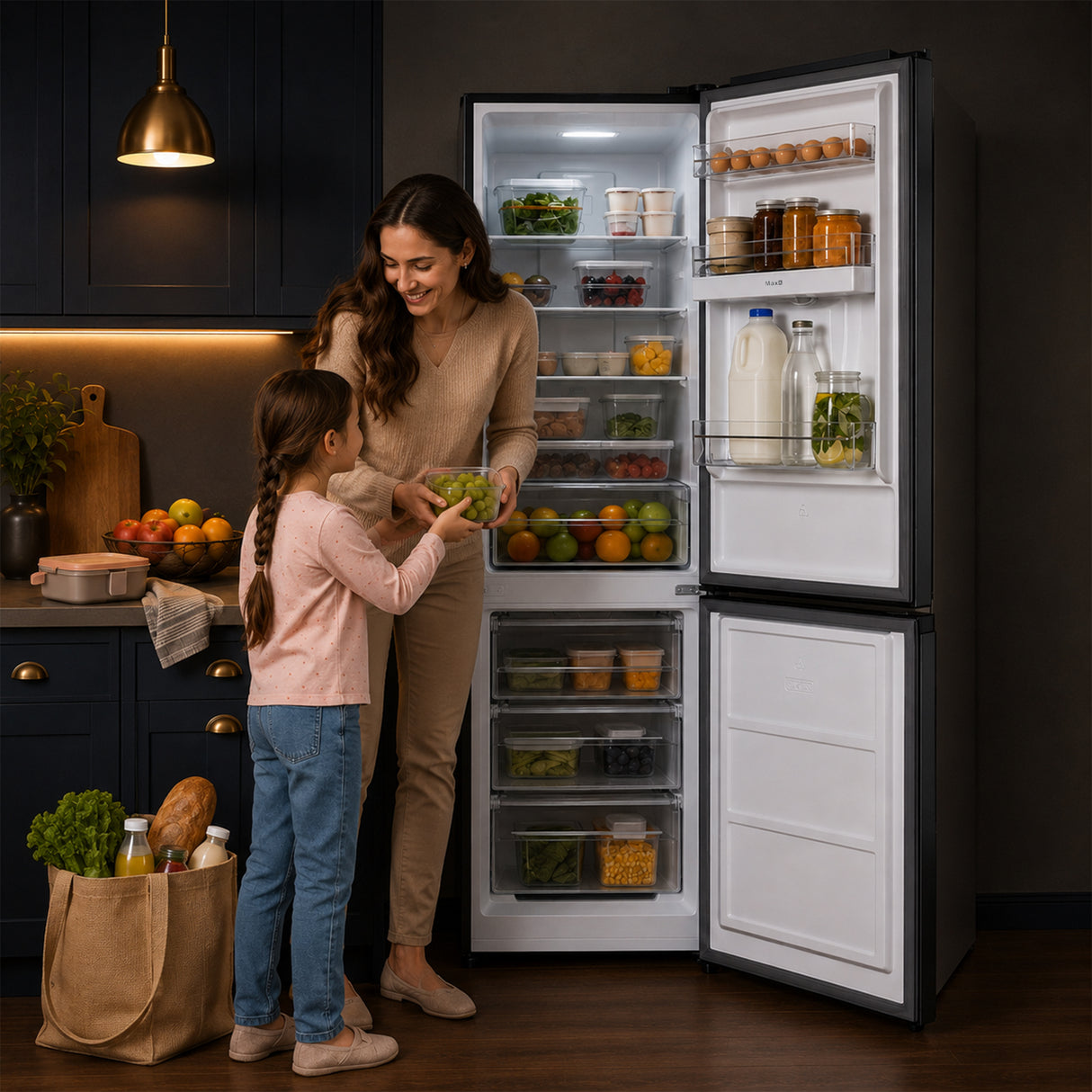 Frigo congélateur anthracite Heinner HCNF-HM291INVDGWDE++ – 291 L – No Frost avec Distributeur d’eau – Pose libre