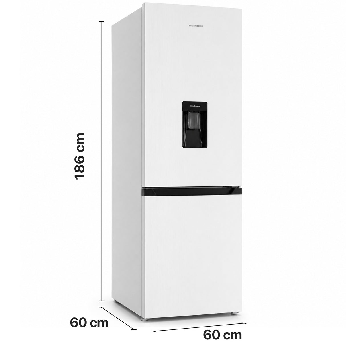 Frigo congélateur Heinner HCNF-HM291INVWDD – 291 L – Total No Frost – compresseur inverter – Classe énergétique D – Thermostat réglable – Éclairage LED – Blanc – 185 cm – 5 ans de garantie