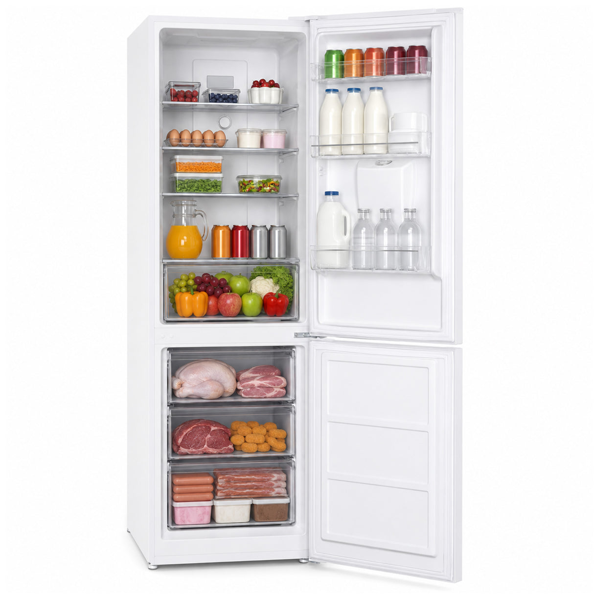 Frigo congélateur Heinner HCNF-HM291INVWDD – 291 L – Total No Frost – compresseur inverter – Classe énergétique D – Thermostat réglable – Éclairage LED – Blanc – 185 cm – 5 ans de garantie
