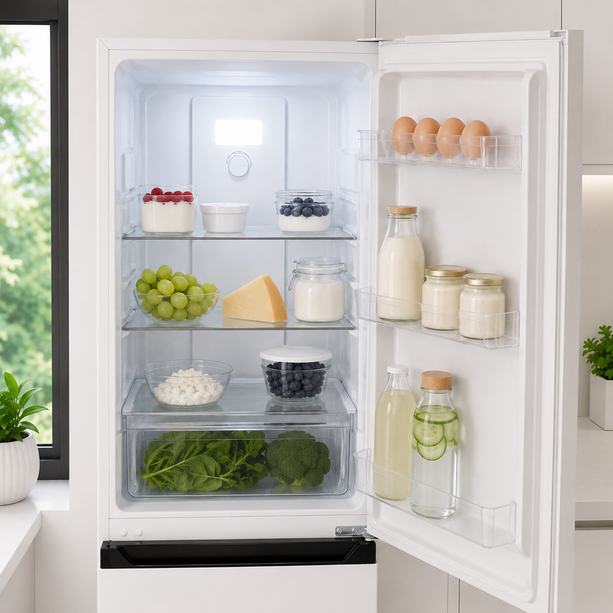 Frigo congélateur Heinner HCNF-HM253INVD – 253 L – Total No Frost – compresseur inverter – Classe énergétique D – Commande électronique avec Thermostat réglable – Éclairage LED – Blanc – 5 ans de garantie