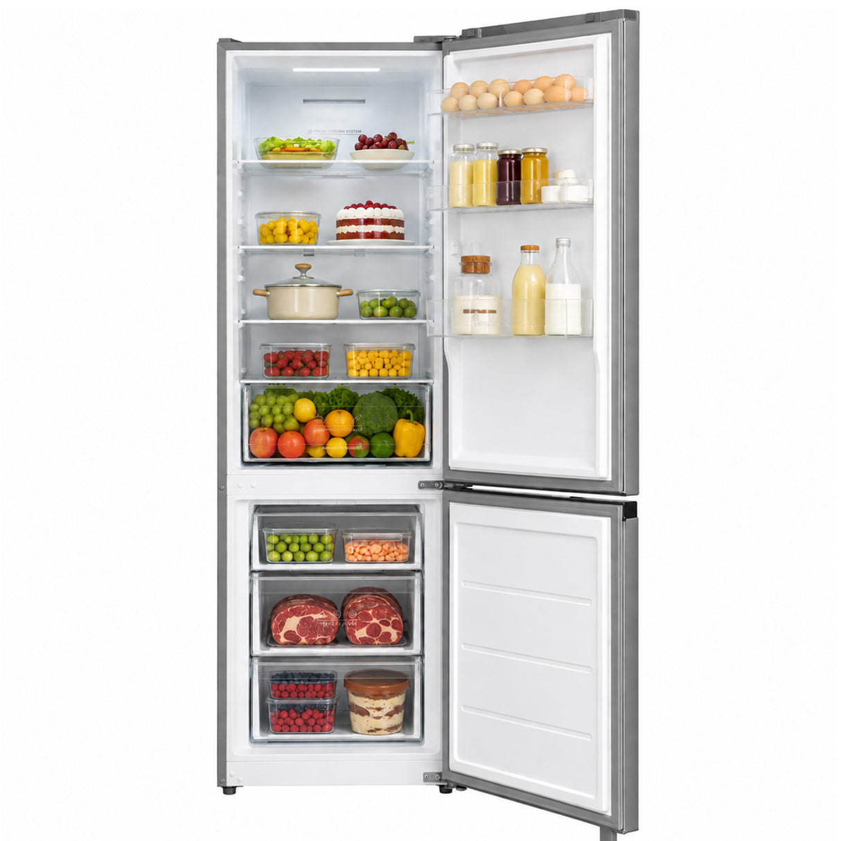 Frigo congélateur Heinner HCNF-M330INVSE – 330 litres – No Frost – inverter – classe énergétique E – argent